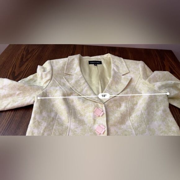 Isabel & Nina lime Green & Ivory Brocade Jacket floral blazer Womens 14 preppy - Picture 6 of 16